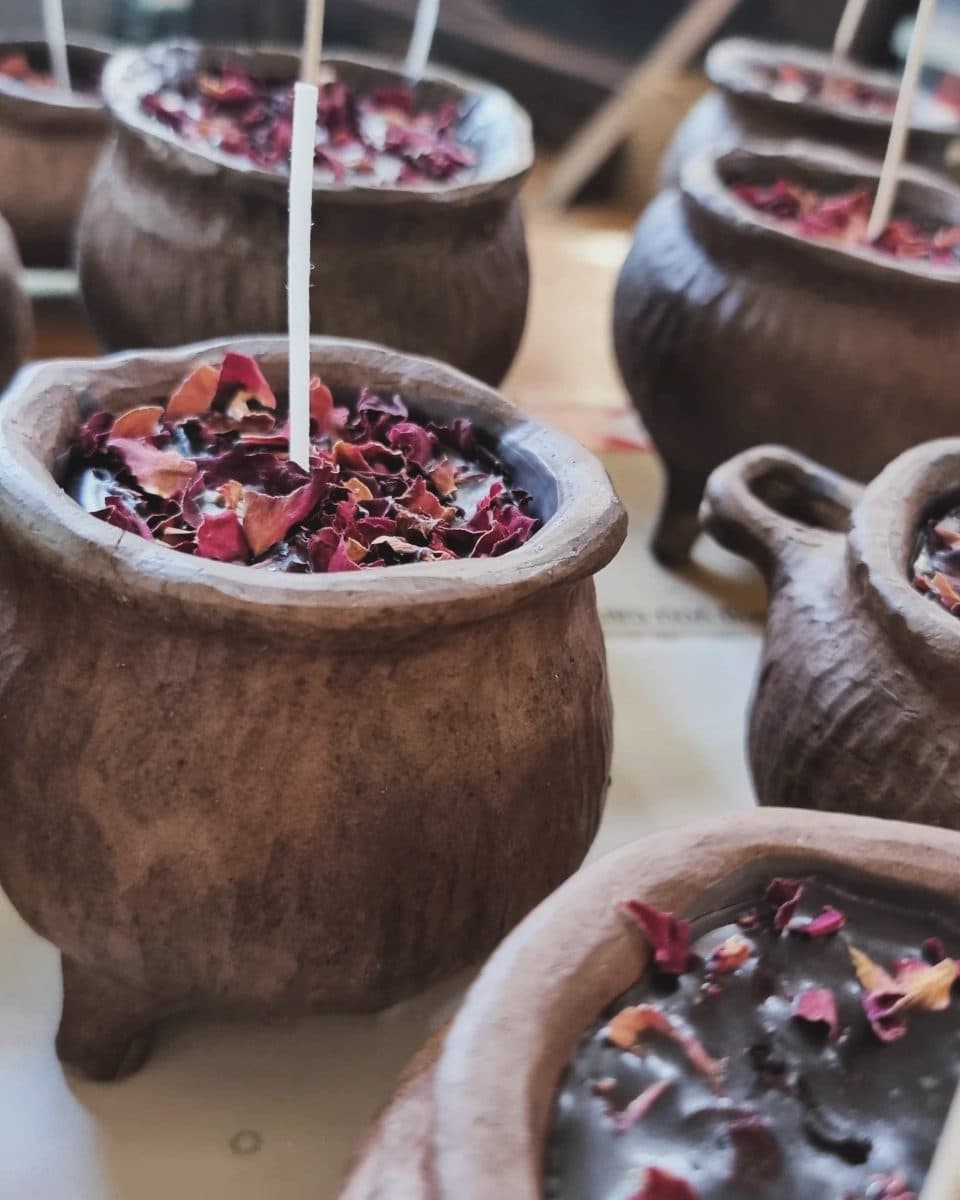 Hand built Ceramic Cauldron Candles  ✨