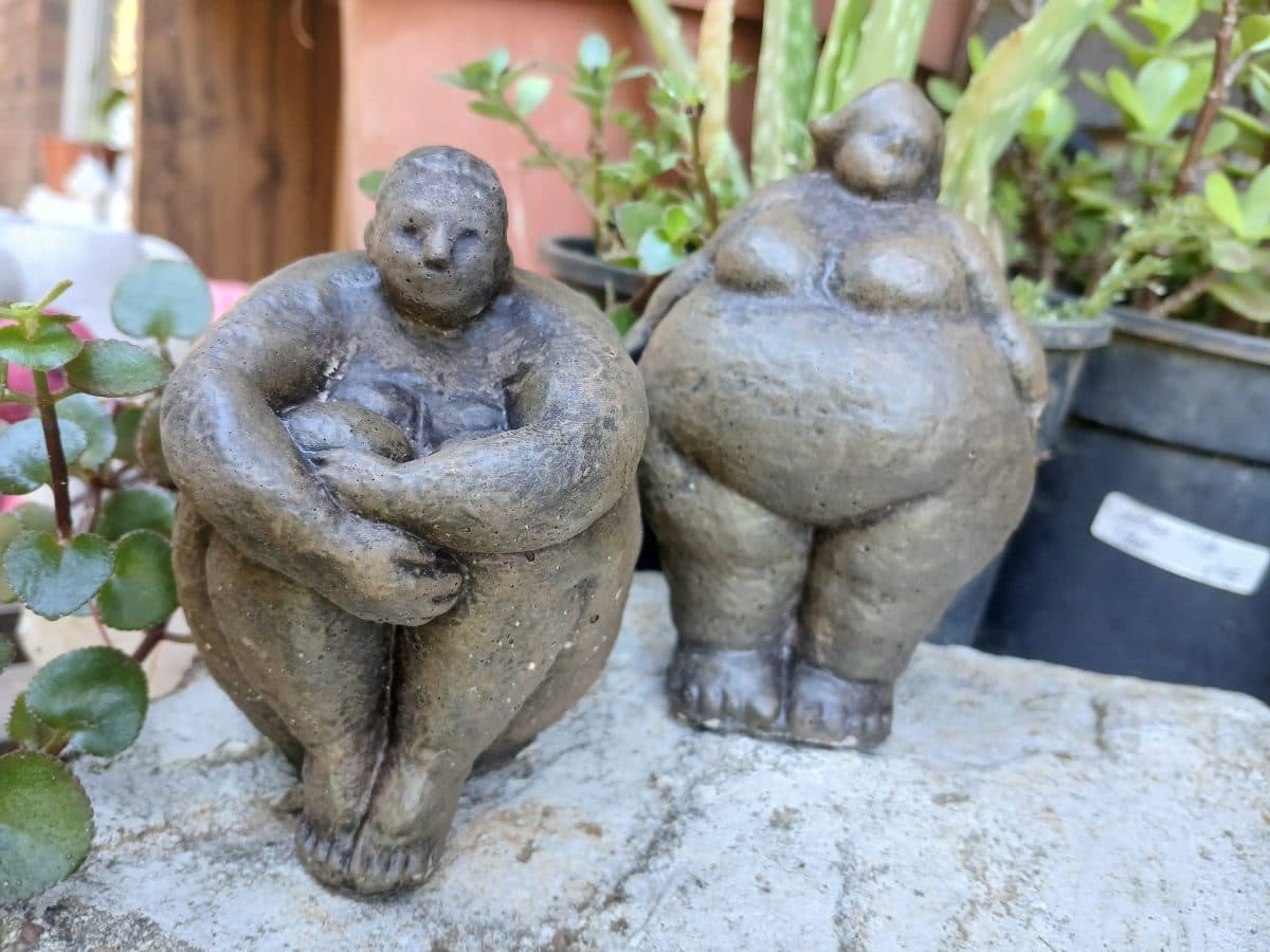 Hand-Cast & Painted Fat Lady Sculptures – Unique Figurines for Home & Garden