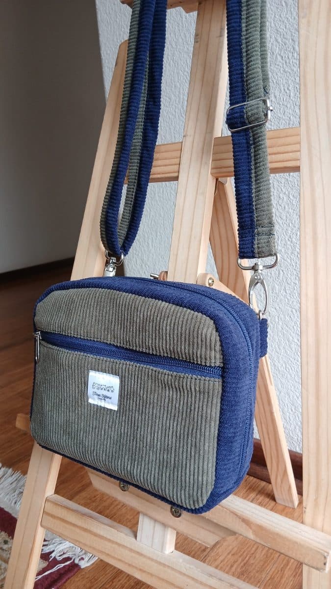The Essential Crossbody - Green Navy Corduroy