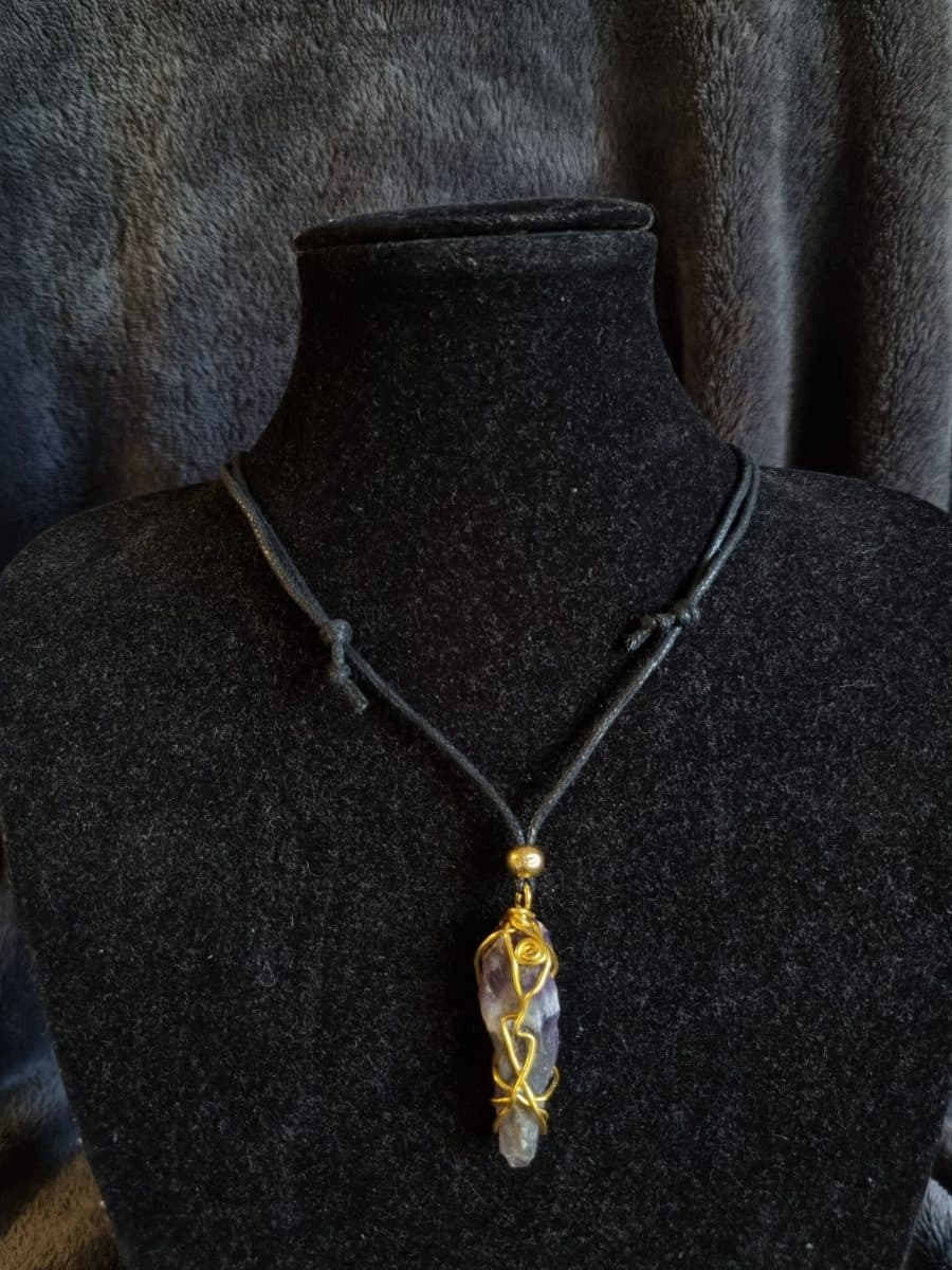 Wire-Wrap Crystal Cord Necklaces with slip knots