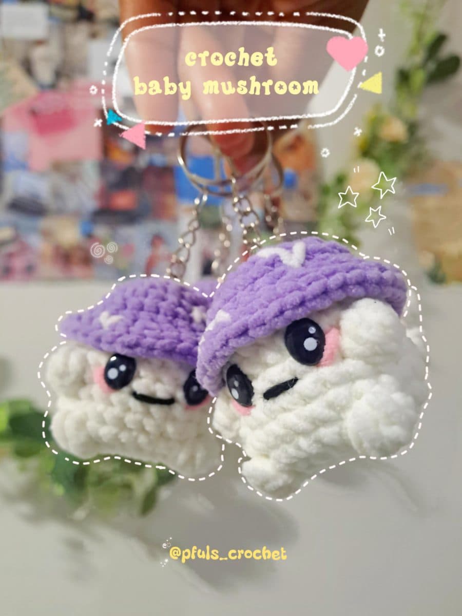 Mushroom Crochet Keychain