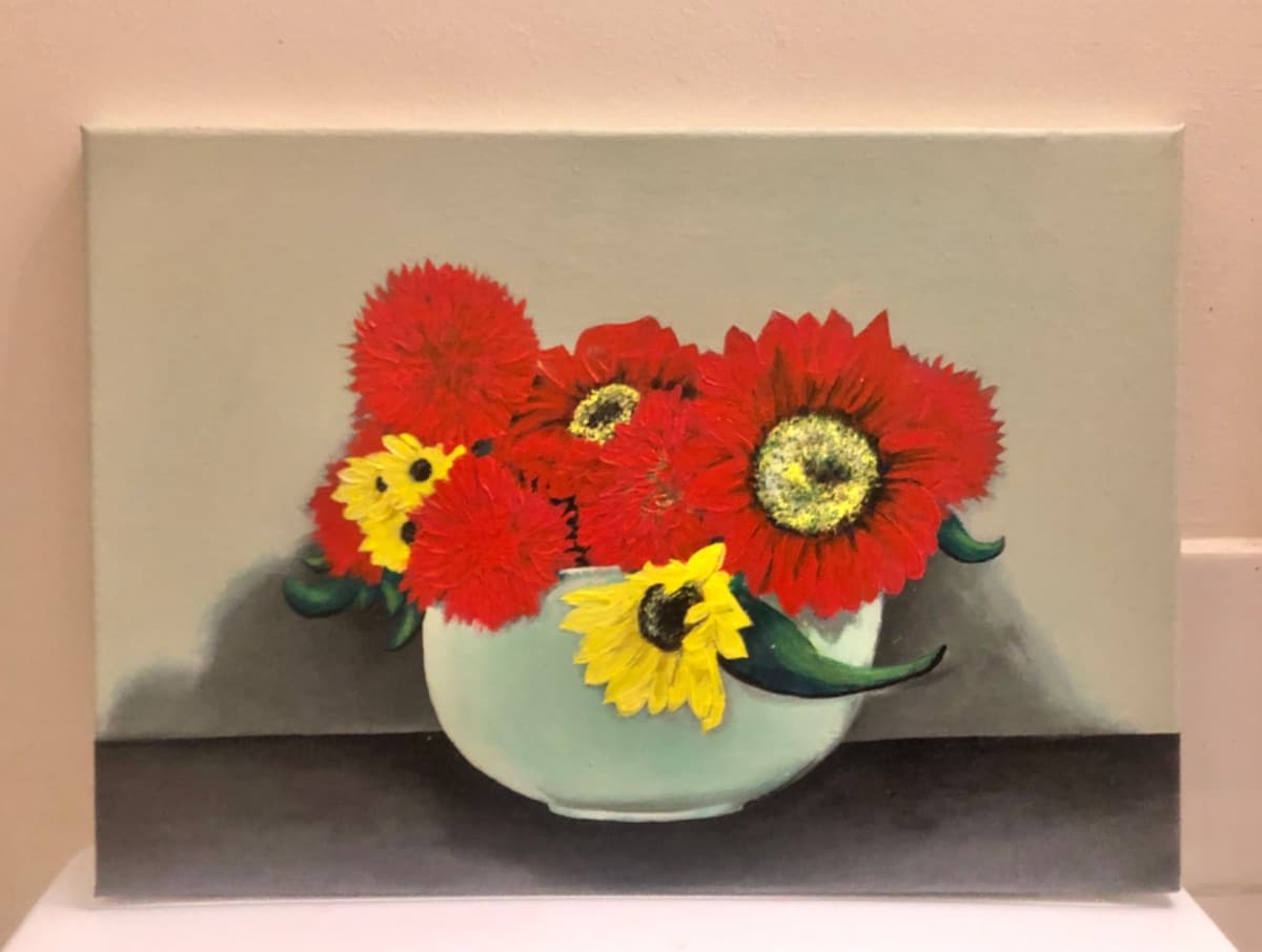 ‘Tupperware and Sunflowers’ Original Canvas painting.