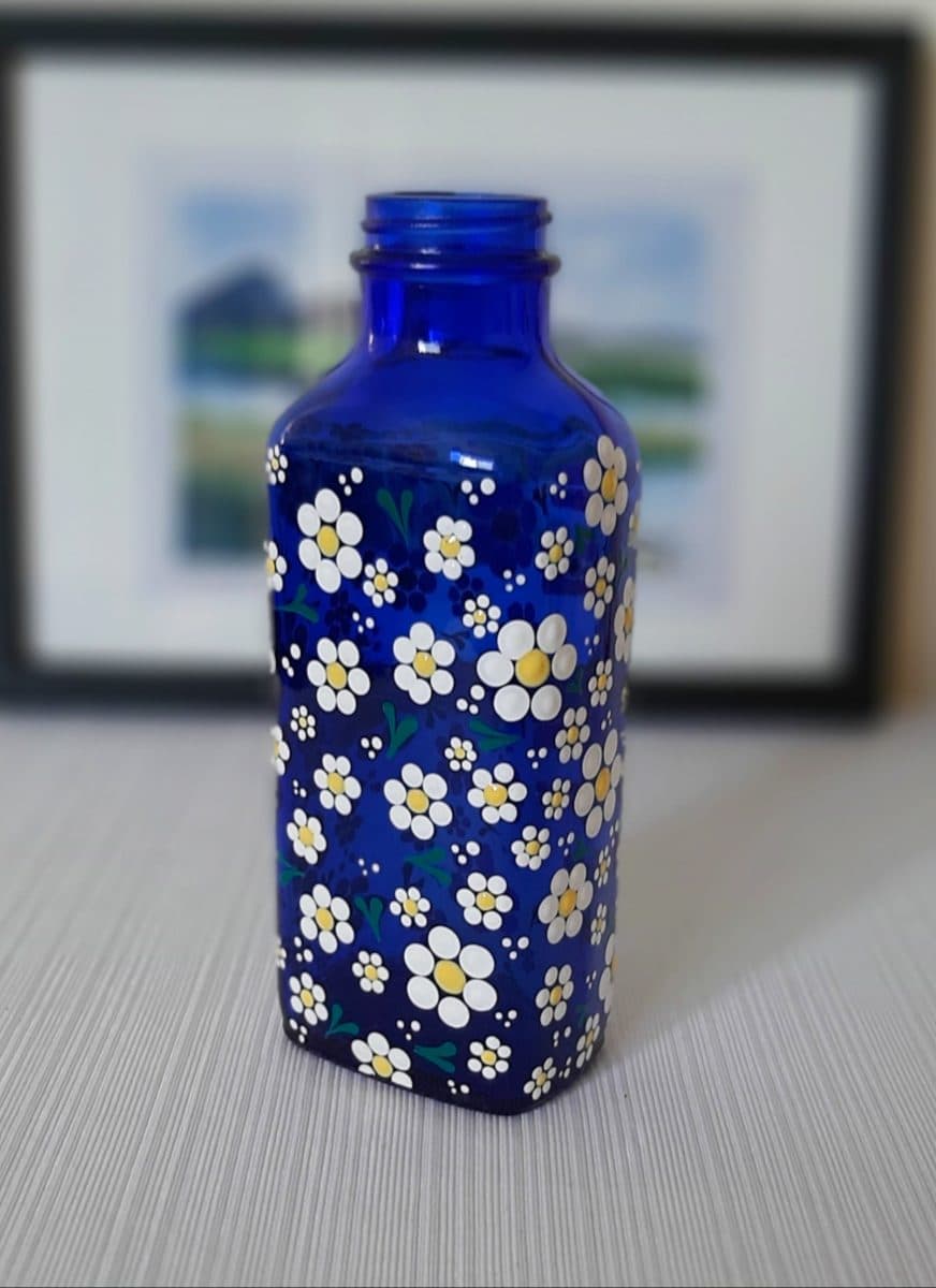 Upcycled Hand-Painted Glass Bottle — image 1