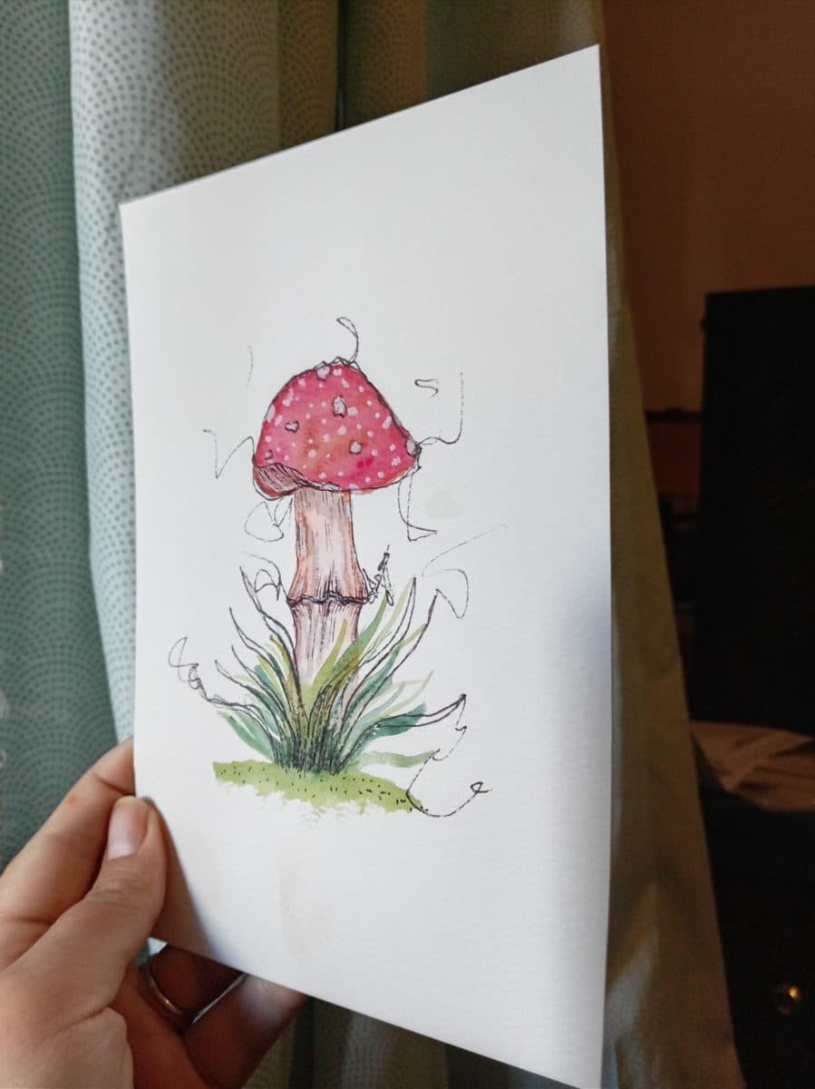 Hand Painted Watercolor Mushroom, image 1