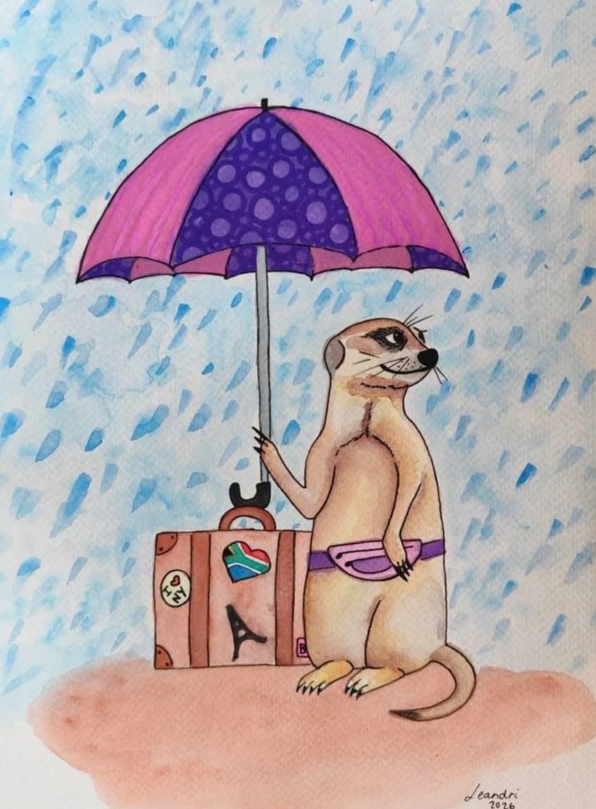 Meerkat in the rain, image 1