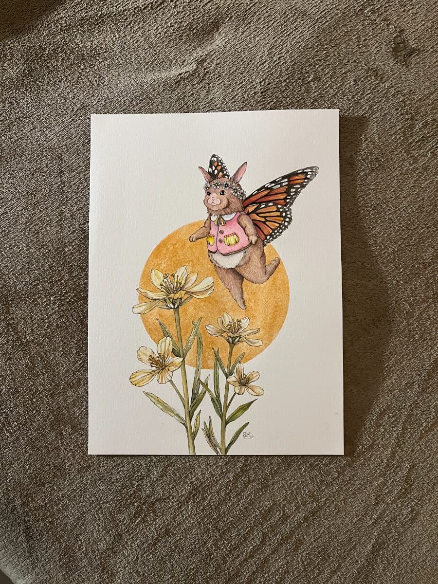 Bunnerfly Watercolour Ink and Acrylic Painting