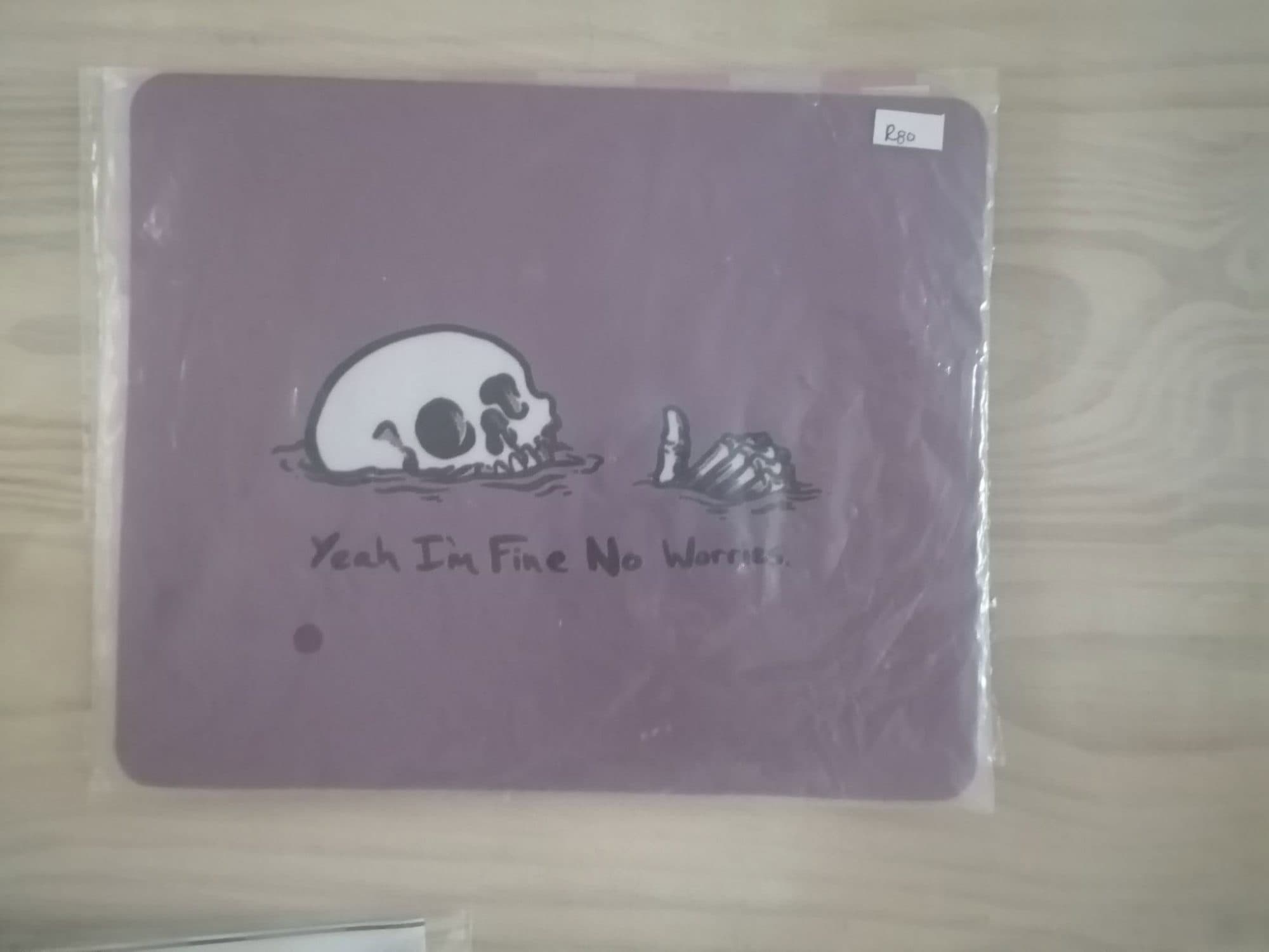 "Yeah I'm Fine No Worries" Skull Mouse Pad, image 1