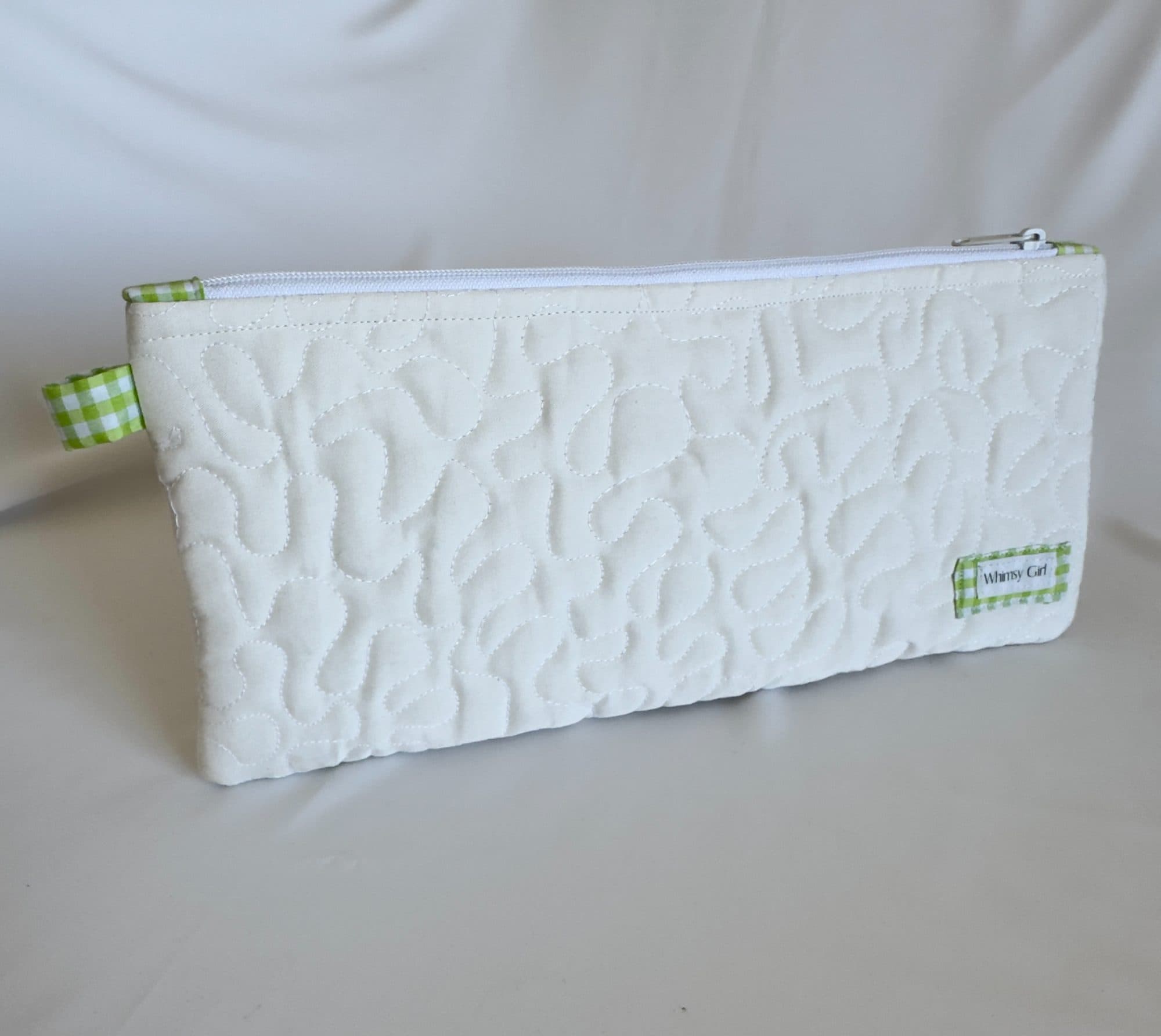 Cream Quilted Pencil Bag, image 1