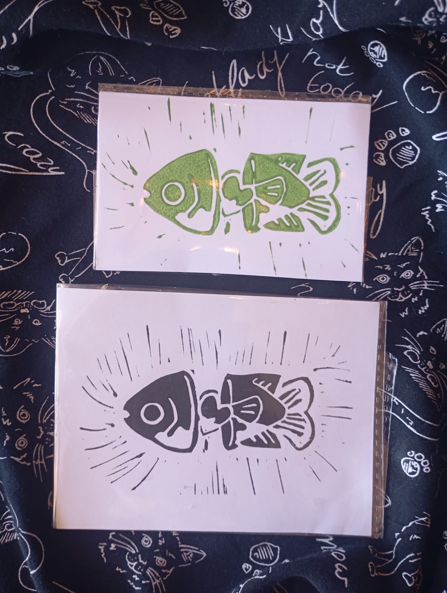 Sliced in Half Fish Lino Print, image 1