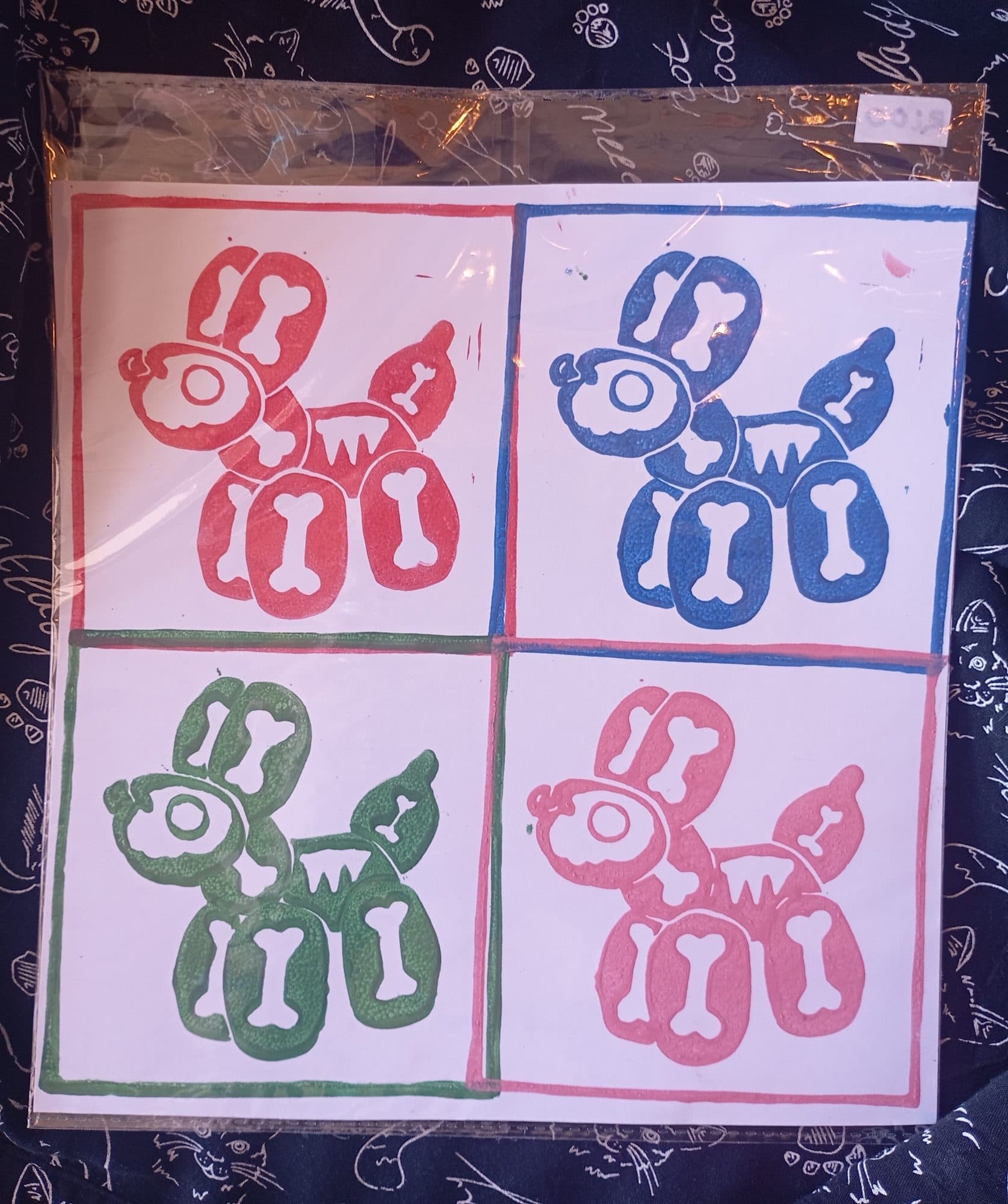 Pop Art Style Balloon Dogs Lino Print, image 1