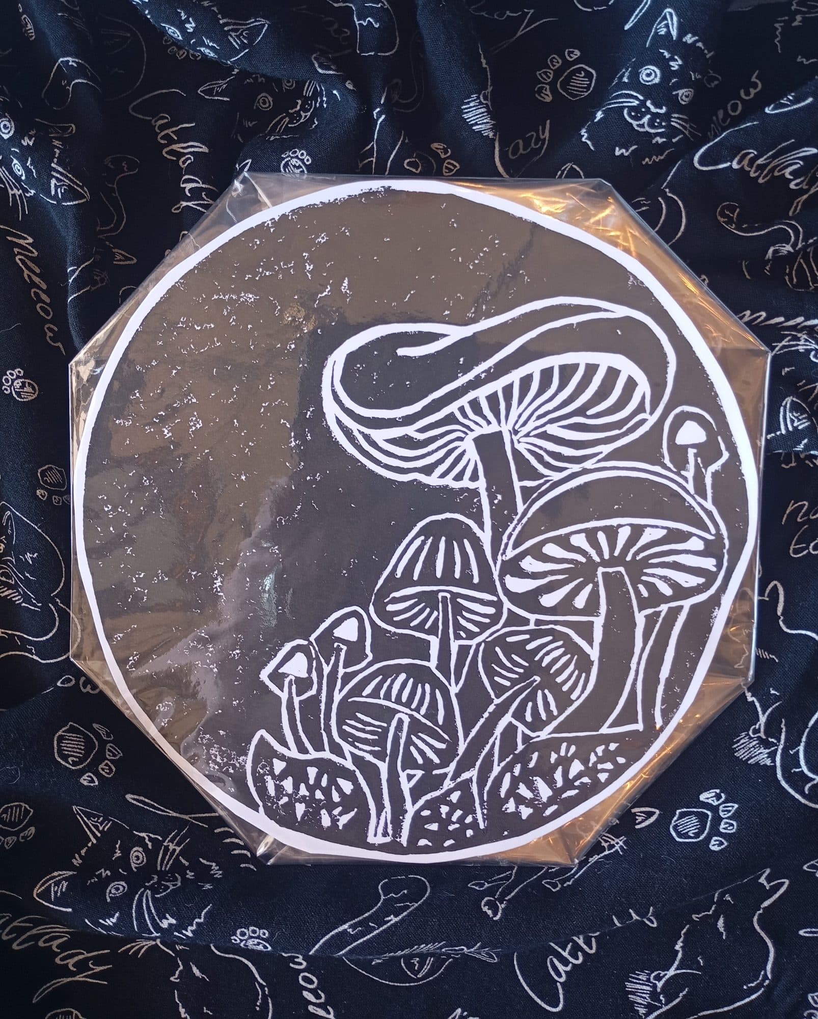 Circular Mushrooms Lino Print, image 1