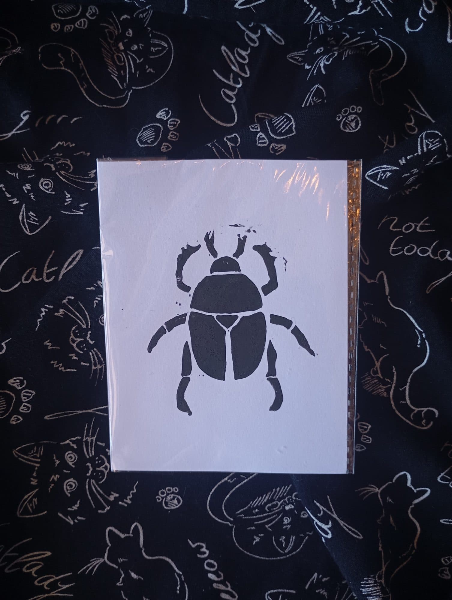 Scarab Beetle Lino Print, image 1