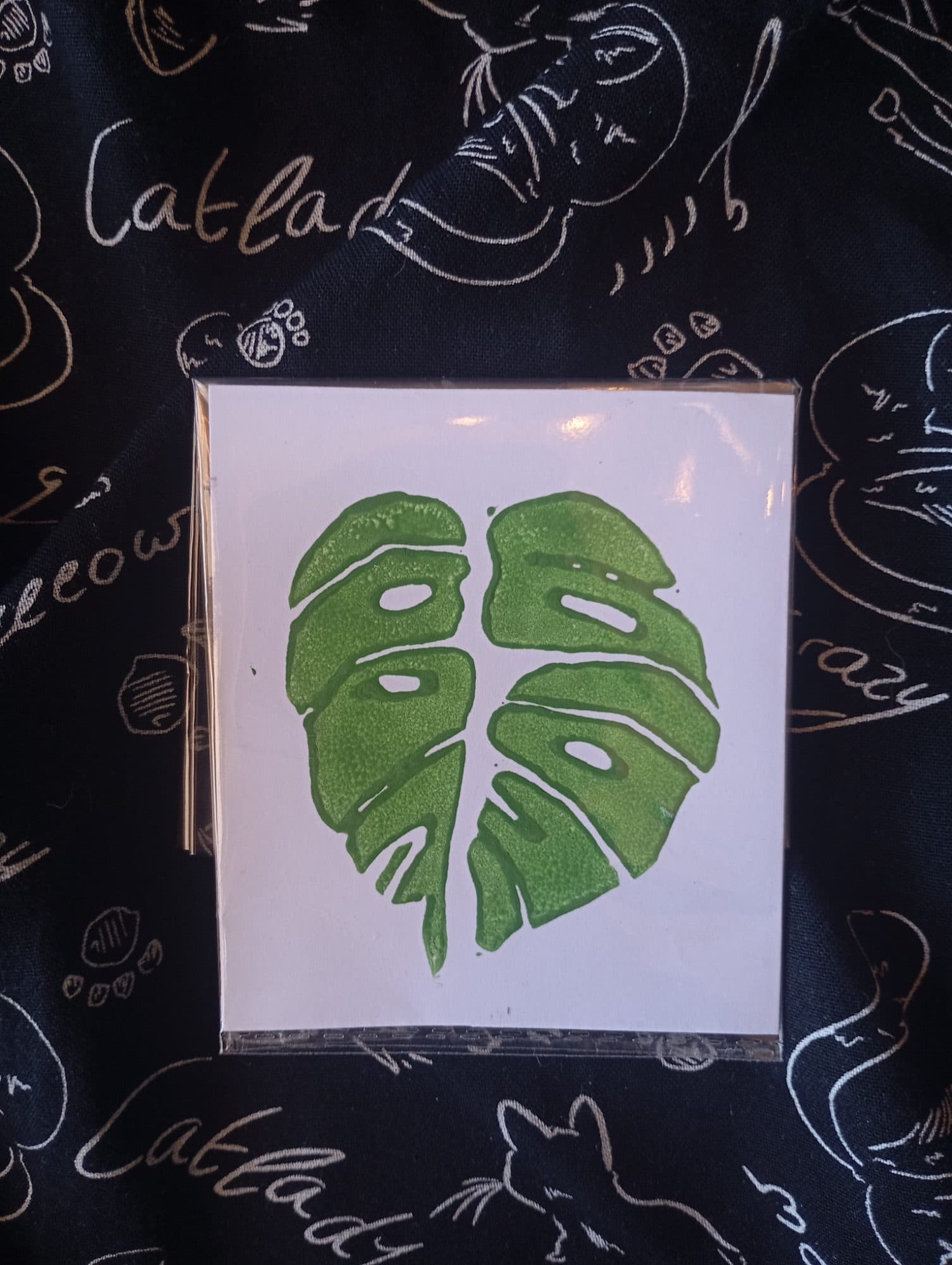 Monstera Leaf Lino Print, image 1