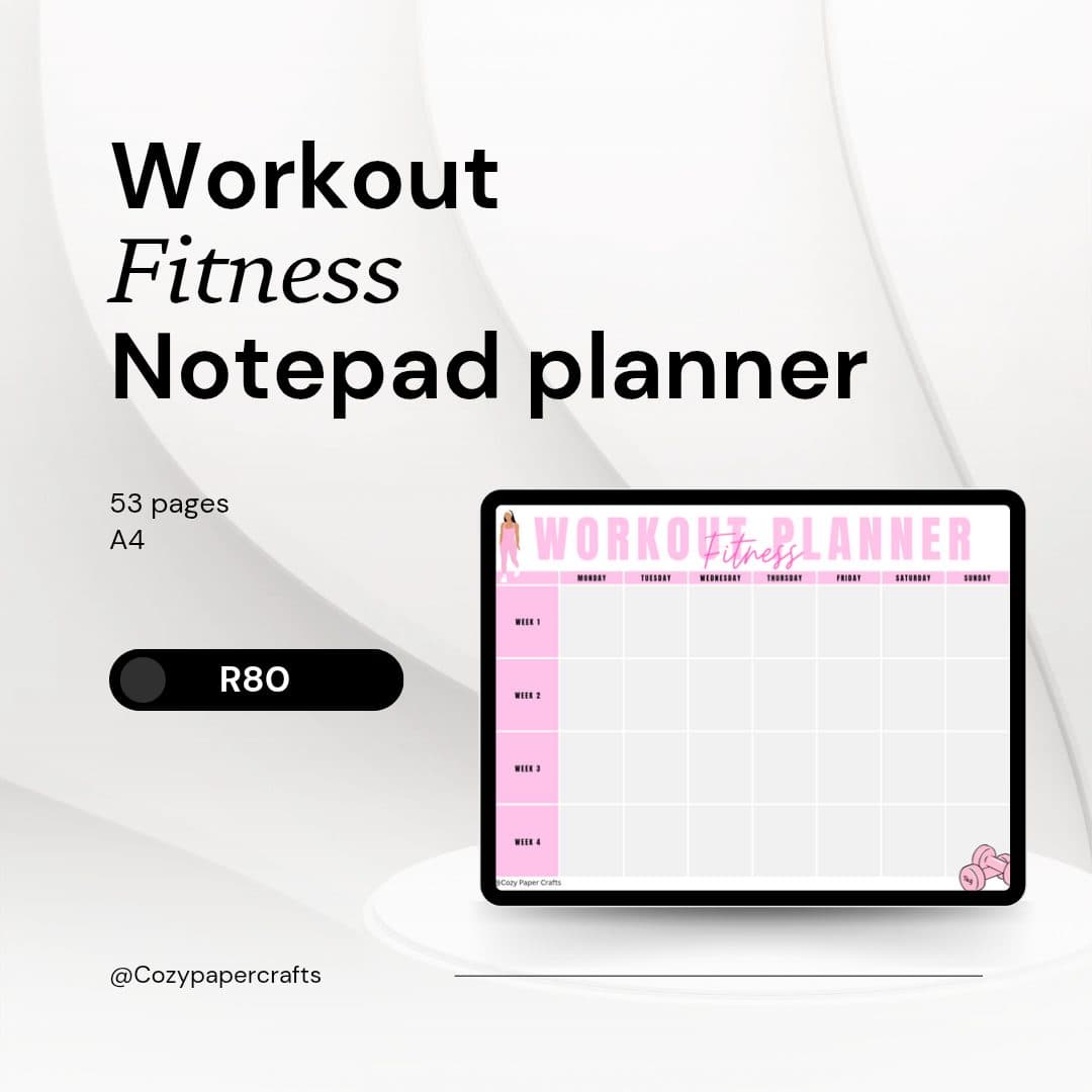 Workout notepad planner