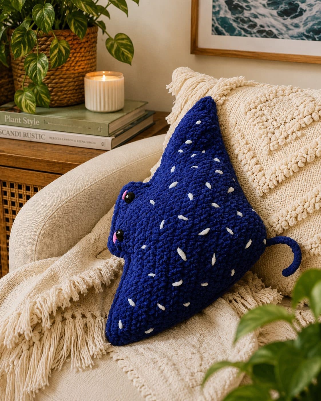 Handmade Plushy Manta Ray, image 1