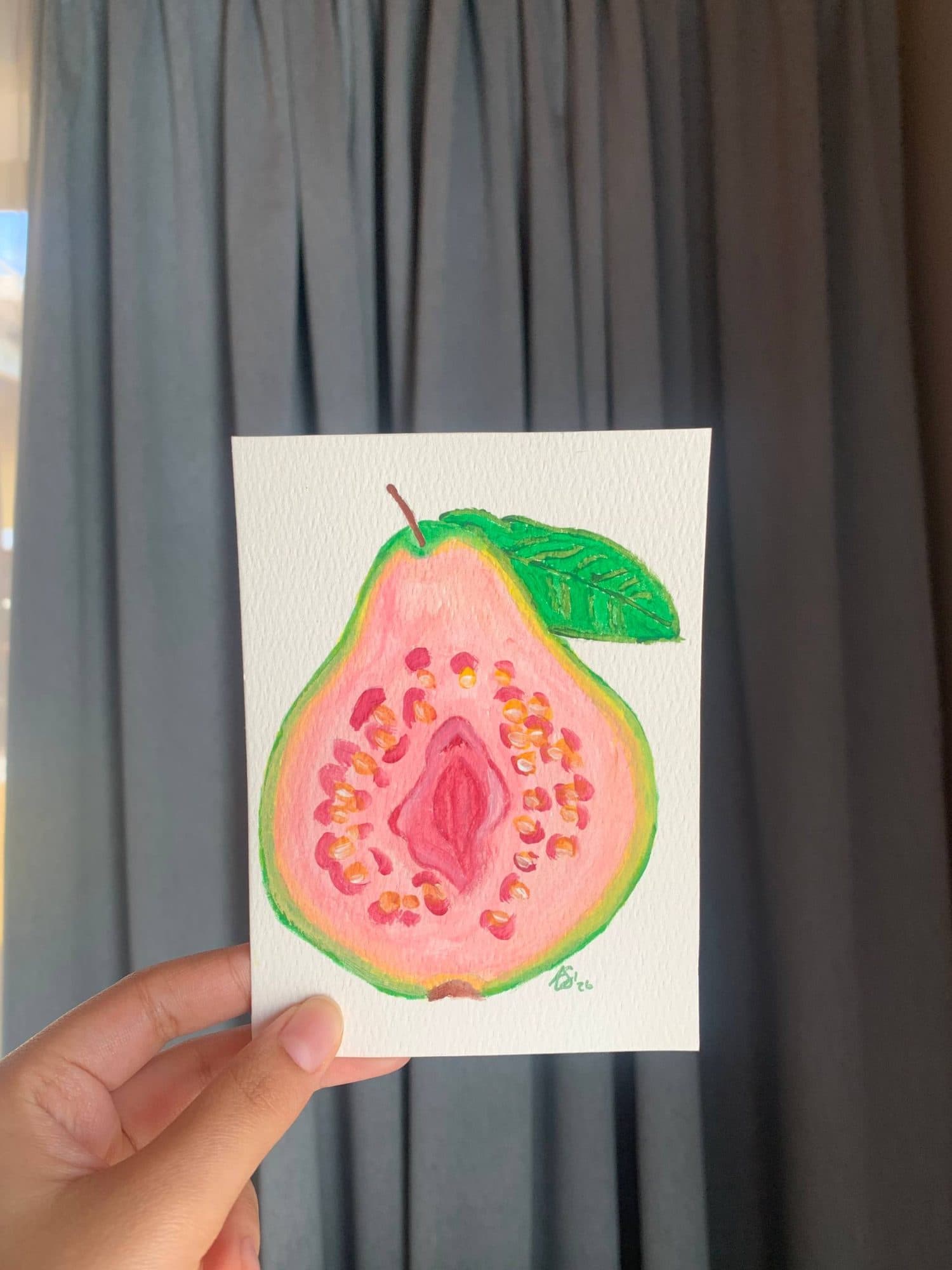 "Guava Study" | Forbidden Fruit Collection - original A6 acrylic artwork, image 1