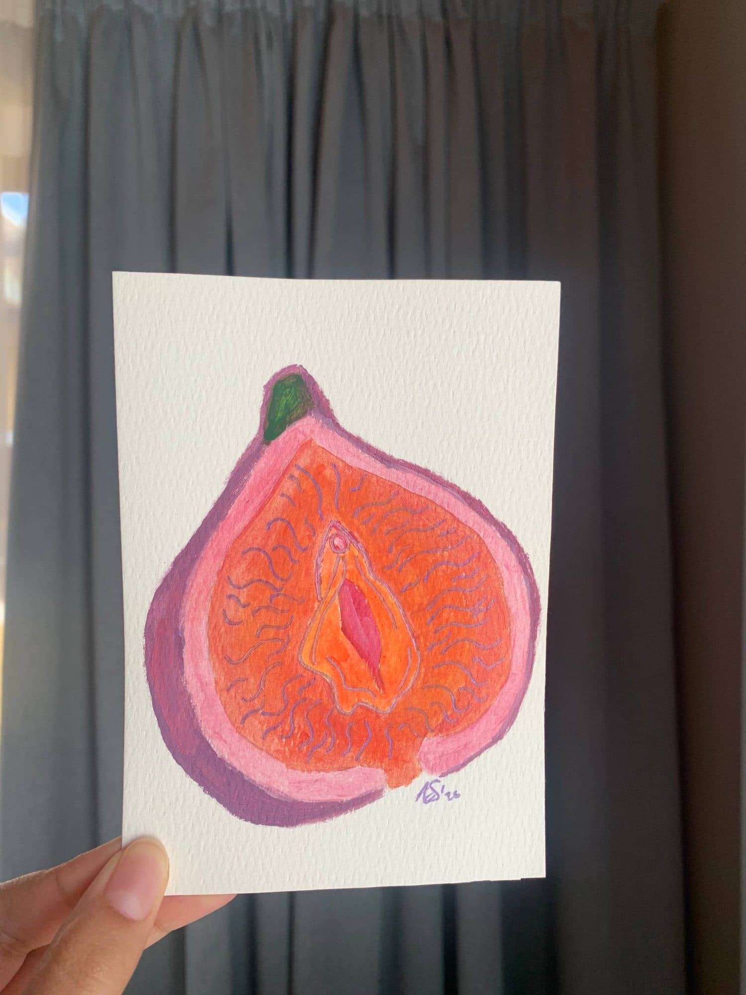 "Fig Study" | Forbidden Fruit Collection - original A6 acrylic art, image 1
