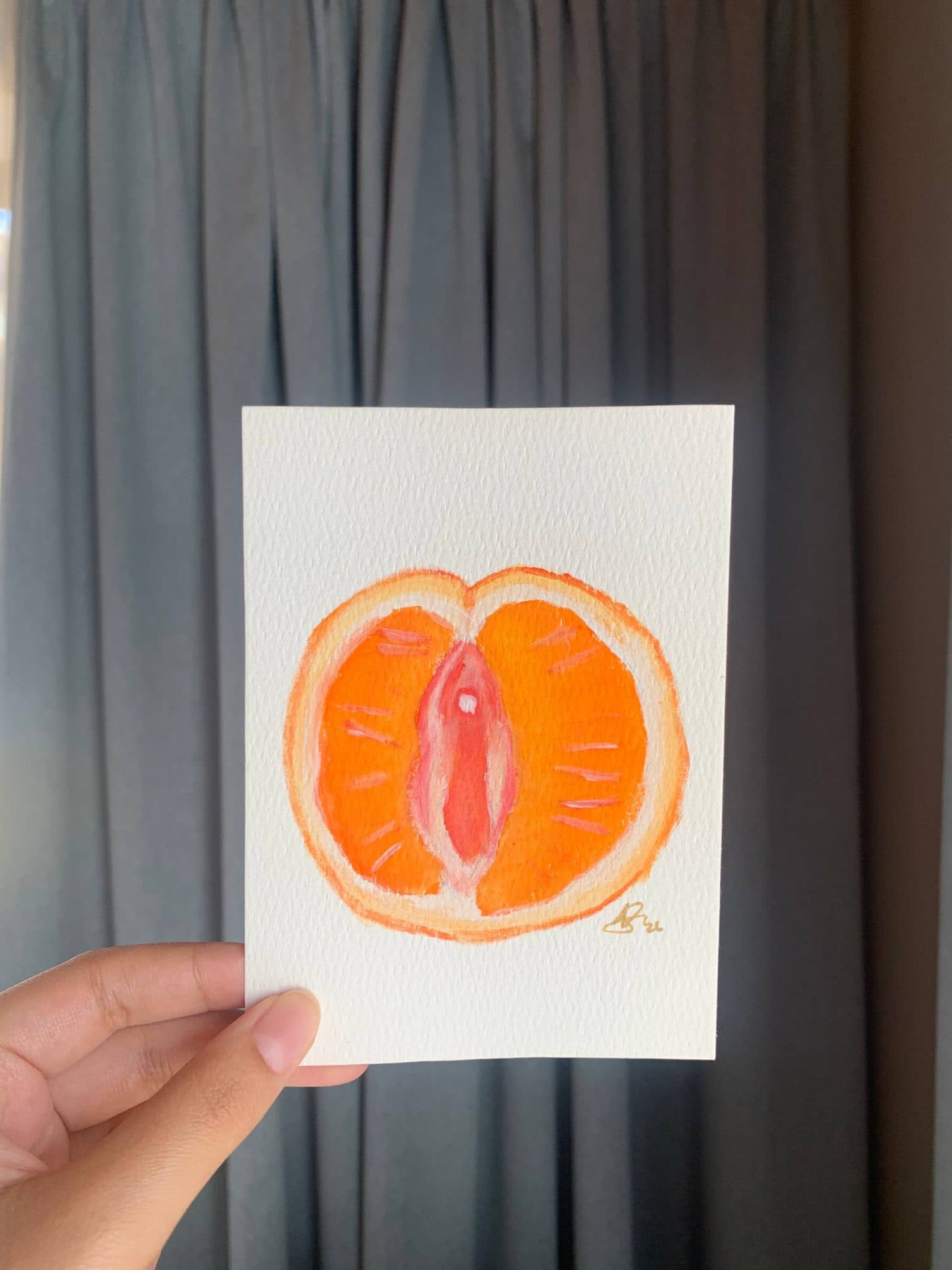 "Orange Study" | Forbidden Fruit Collection - original A6 acrylic art, image 1