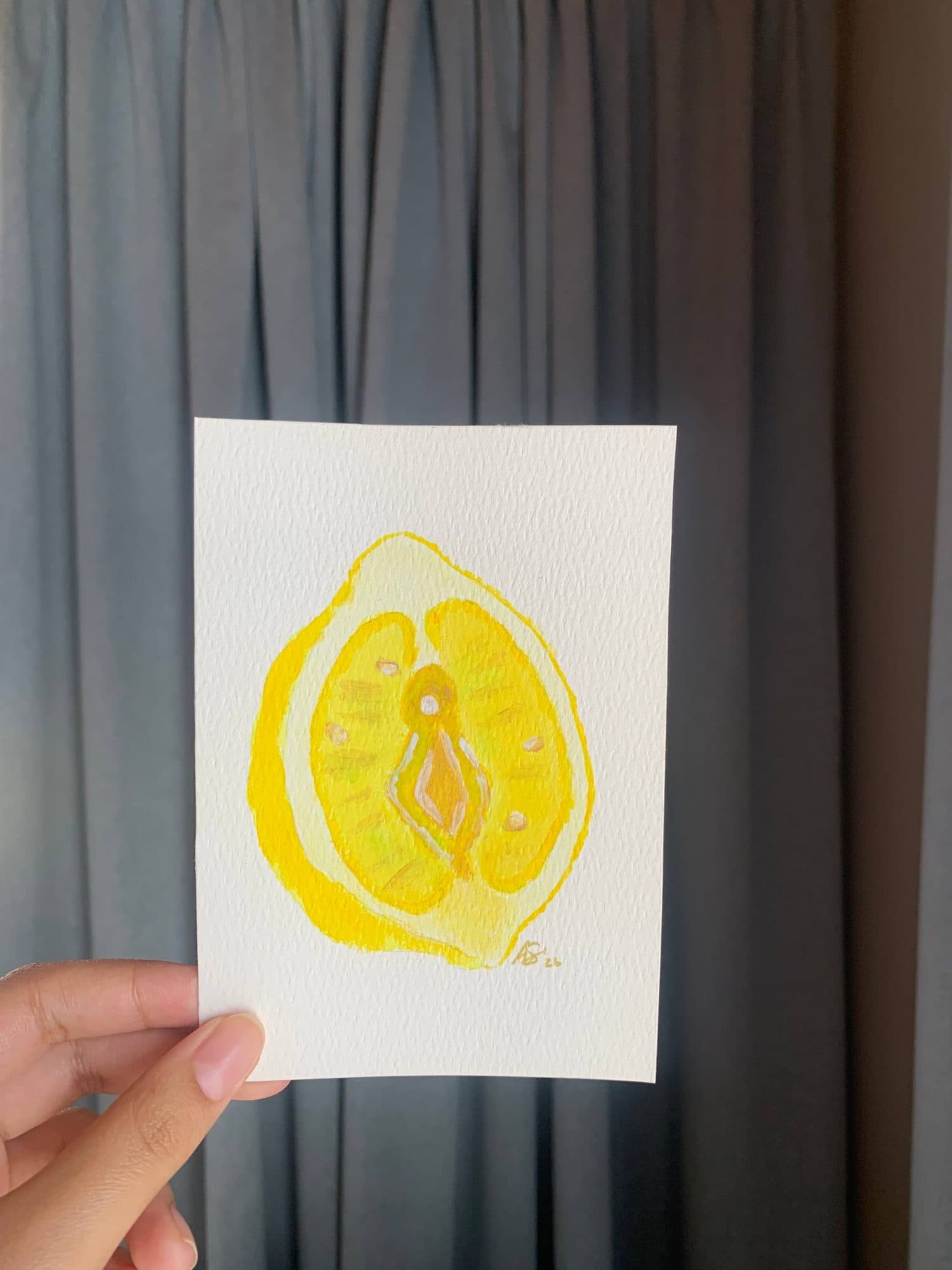 "Lemon Study" | Forbidden Fruit Collection - original A6 acrylic art, image 1