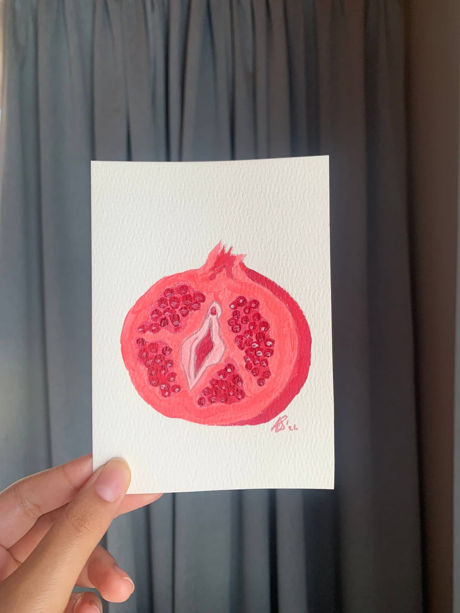 "Pomegranate Study" | Forbidden Fruit Collection - original A6 acrylic art, image 1