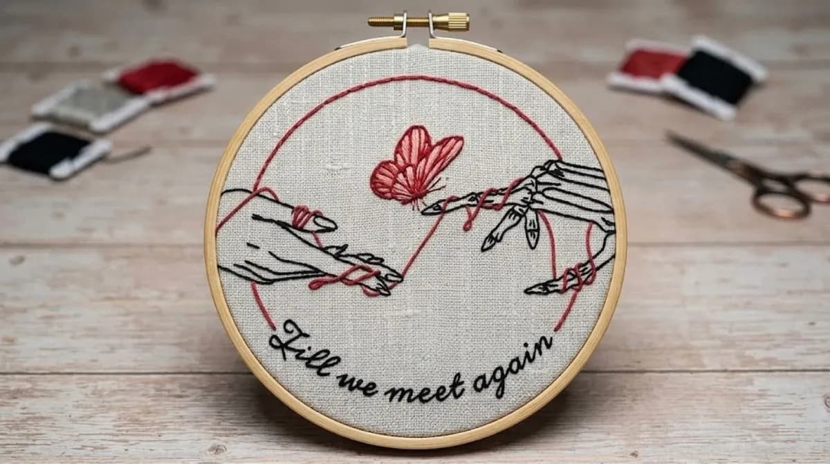 Til We Meet Again - 100% Handmade Embroidered Art, image 1