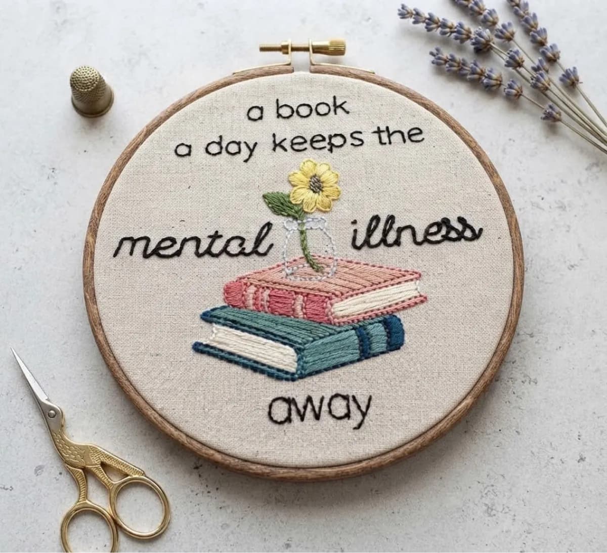 A Book a Day - 100% Handmade Embroidered Art, image 1
