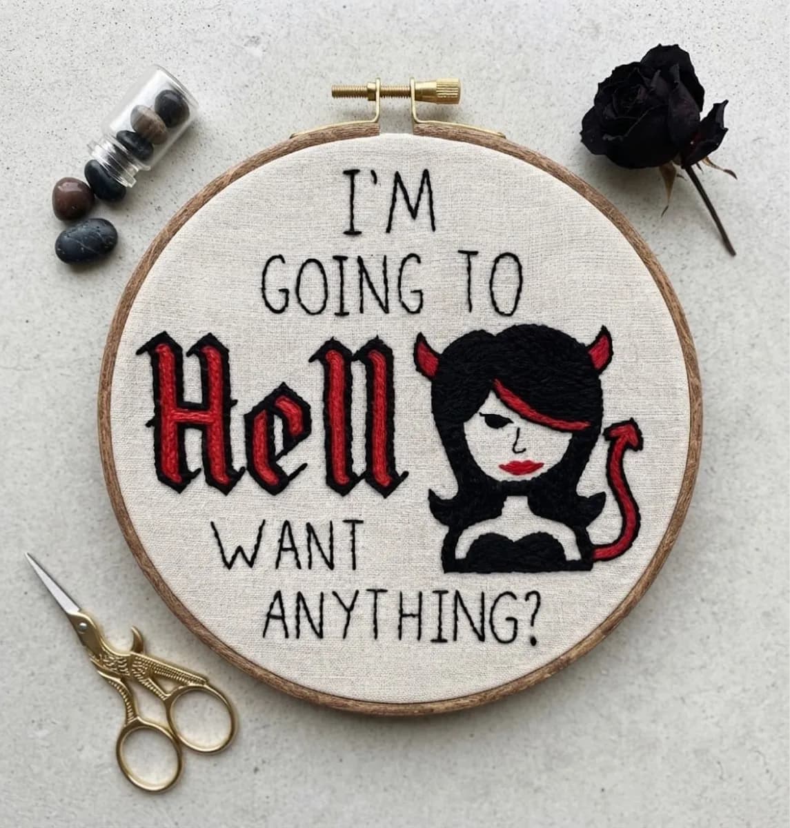 Going to Hell - 100% Handmade Embroidered Art, image 1