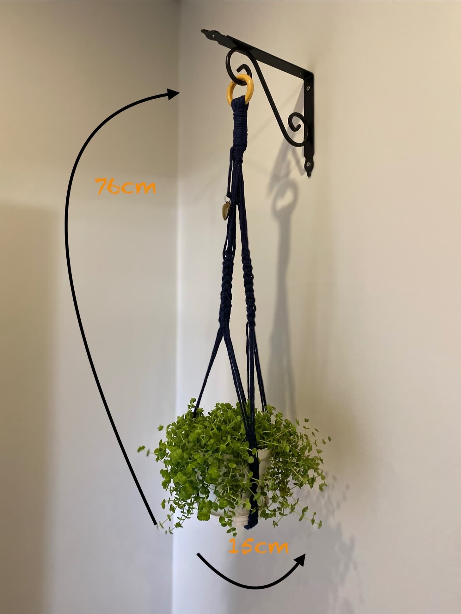 Navy Blue Upside Macramé Hanger, image 1