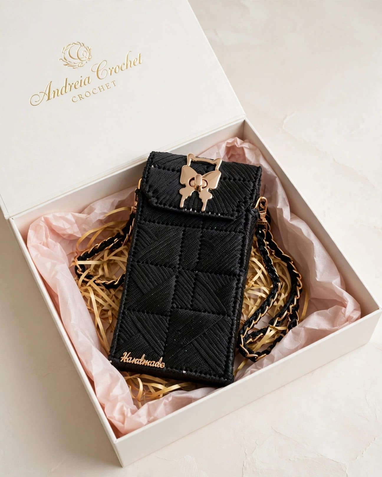 Emerald Green Butterfly Luxury Phone Bag - Gold Chain