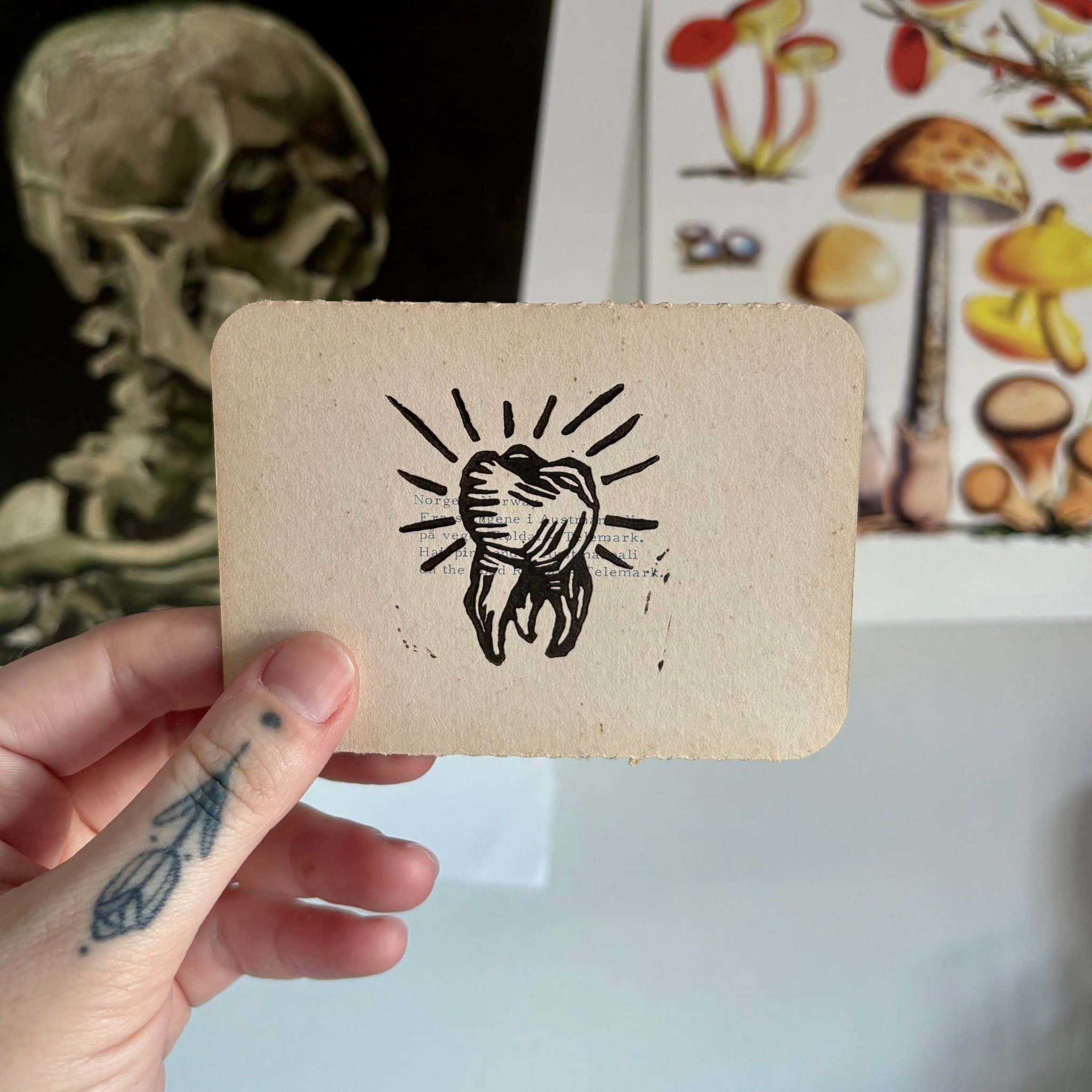 VINTAGE POSTCARD LINO PRINT | Tooth