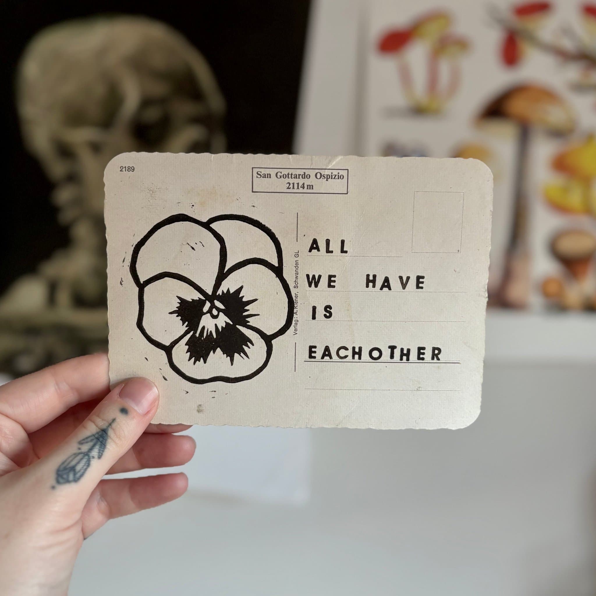 VINTAGE POSTCARD LINO PRINT | We Have Each Other