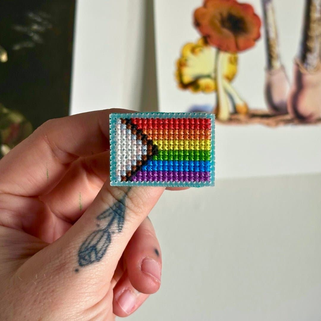 PIN BADGE | Cross Stitch Pride Flag
