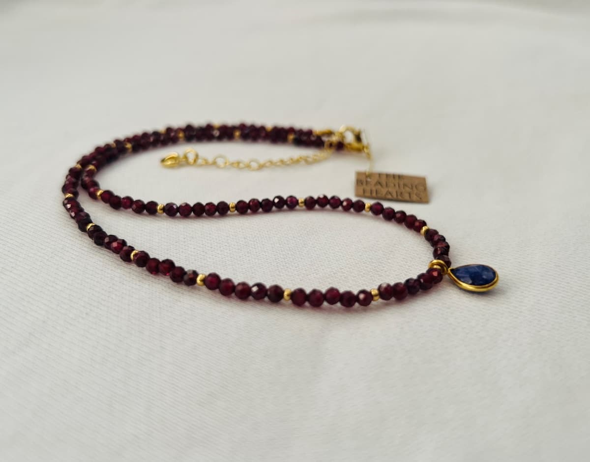 Garnet & Sapphire Jane necklace