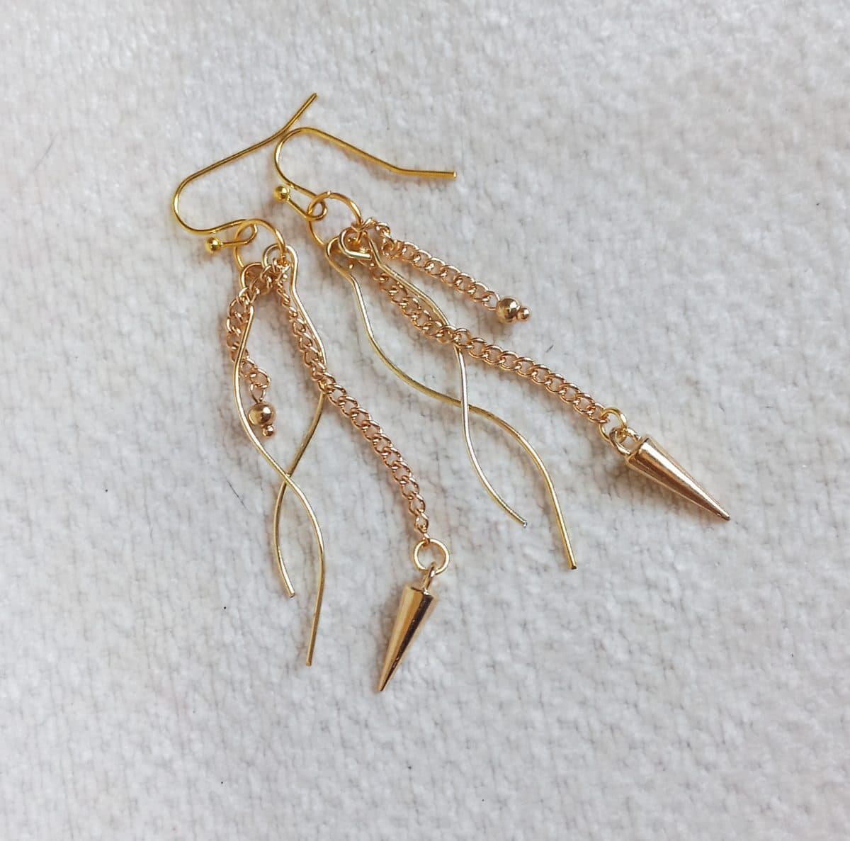 Gold Spiked Chain Drop Earrings
