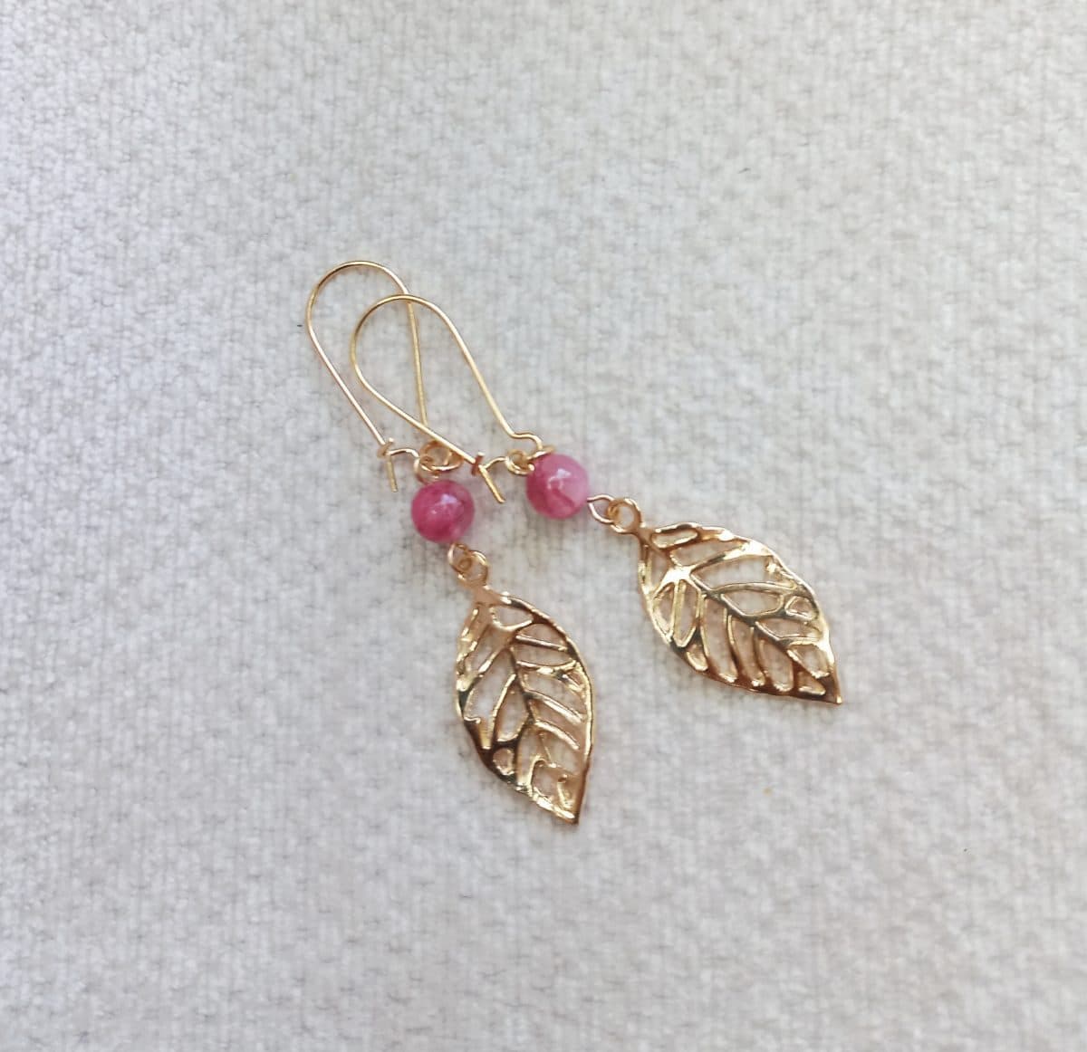 Red Persian Jade Leaf Earrings