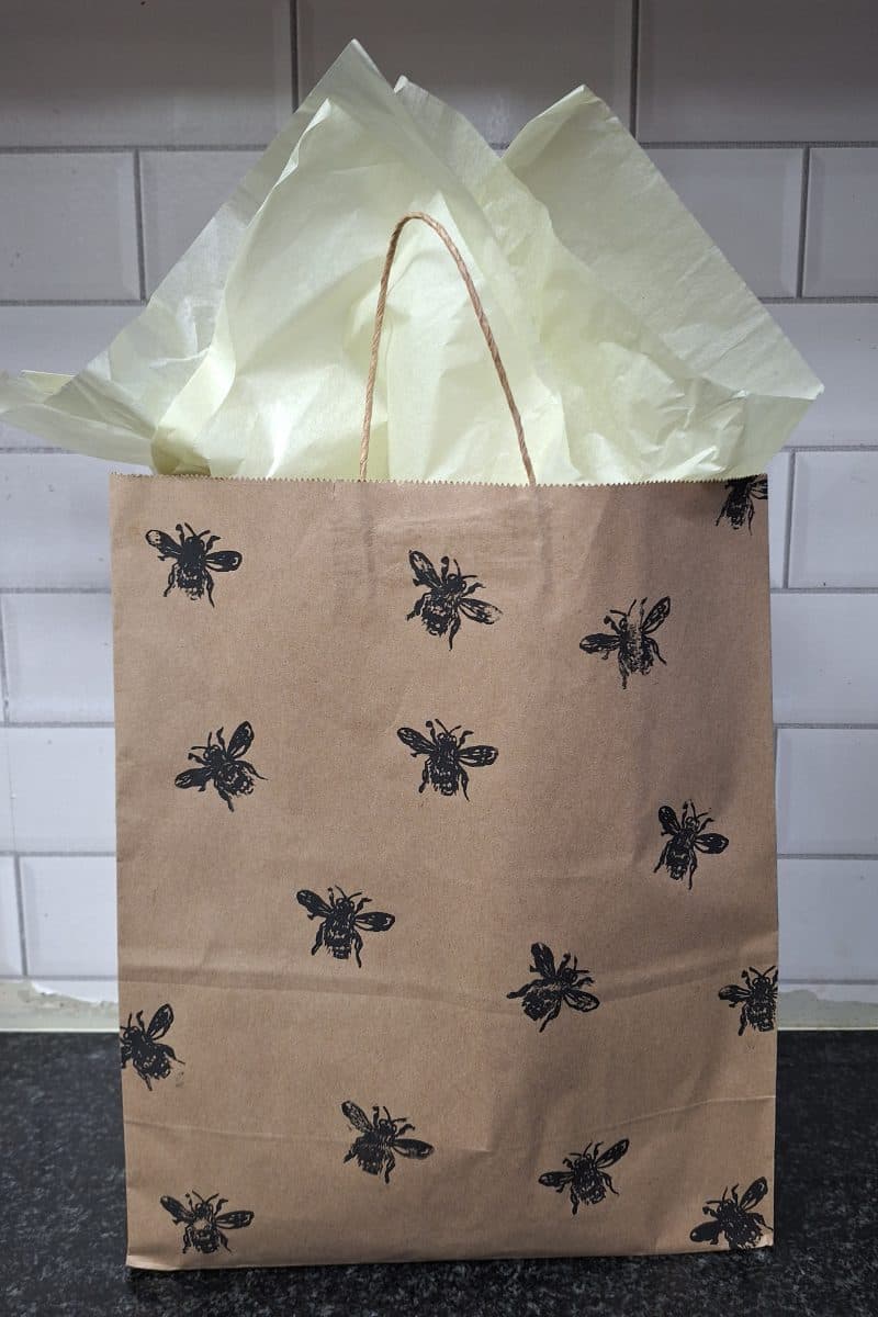 Hand Printed Bee Gift Bag