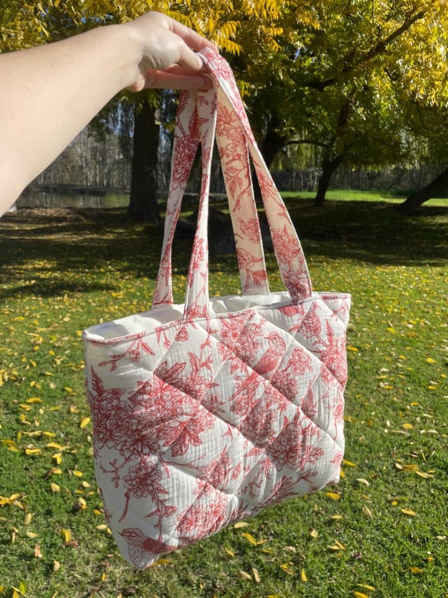 Red Quilted Tote Bag