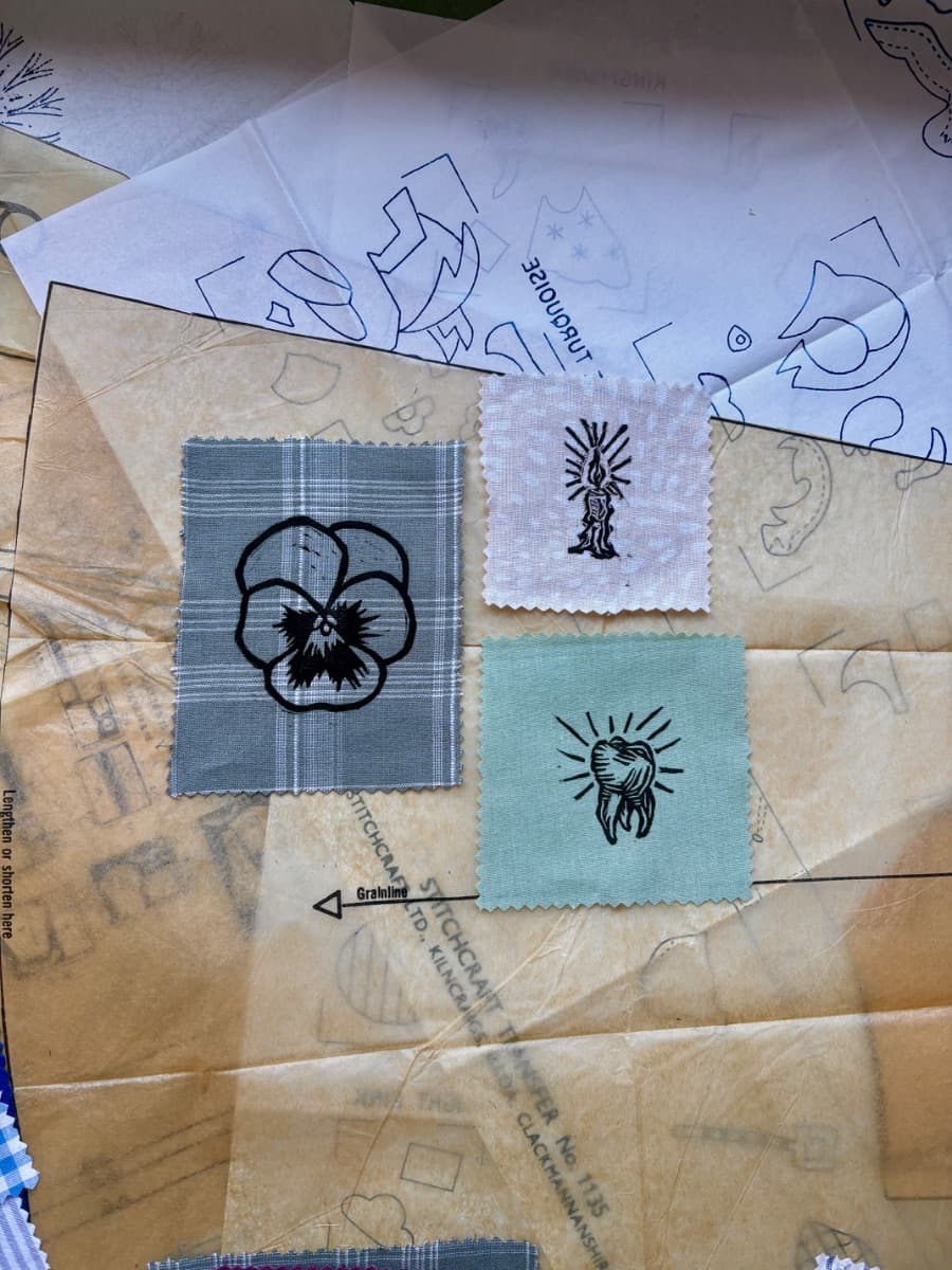 LINO PRINTED FABRIC PATCHES | Pack of 3 - Set One
