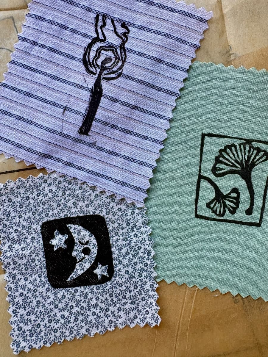 LINO PRINTED FABRIC PATCHES | Pack of 3 - Set Two