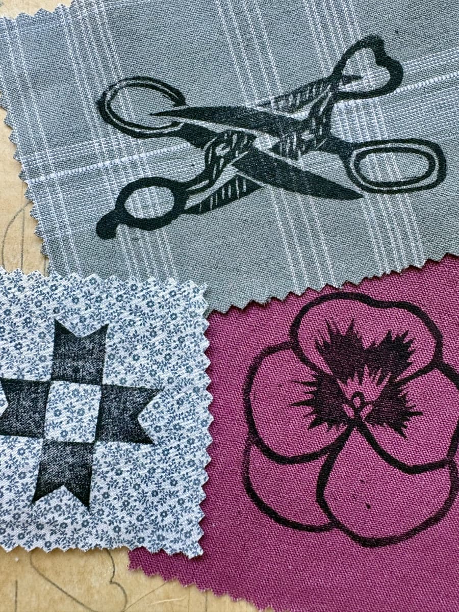 LINO PRINTED FABRIC PATCHES | Pack of 3 - Set Three