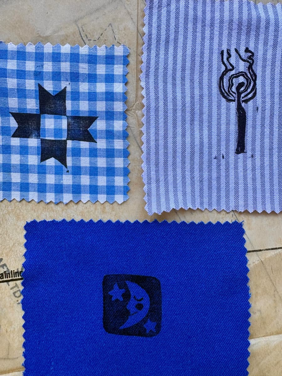 LINO PRINTED FABRIC PATCHES | Pack of 3 - Set Four