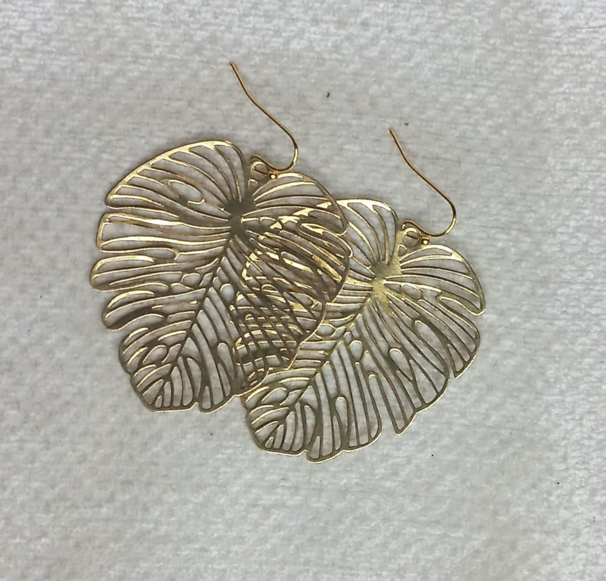 Golden Monstera Leaves Earrings