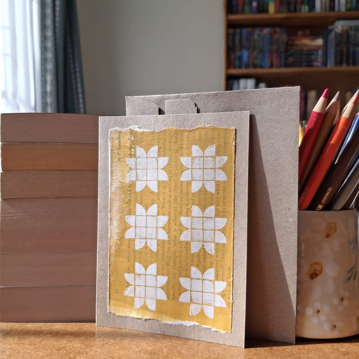 Quilted White Flowers Greeting Card 2