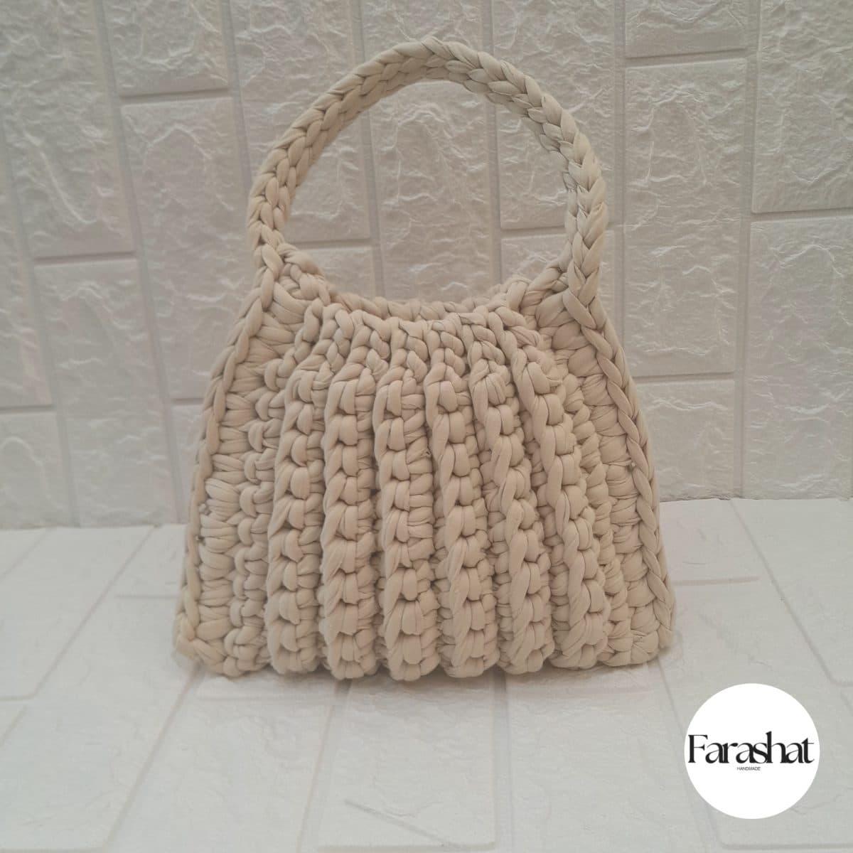 Handmade Crochet Cream handbag