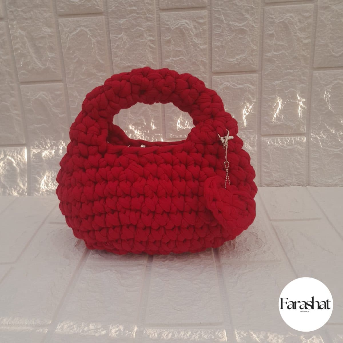 Handmade crochet red handbag