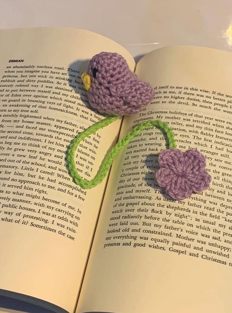 crochet bird bookmark