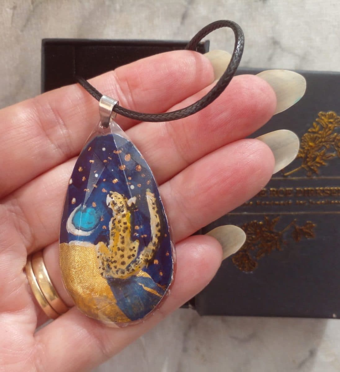 Hand-Painted Leopard Necklace, One-Of-A-Kind