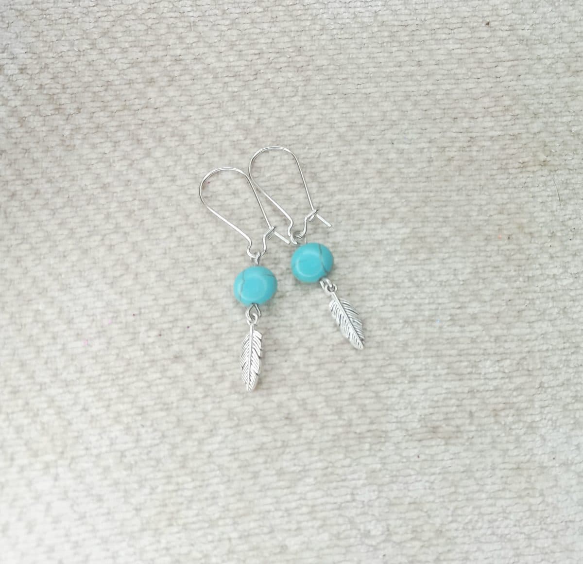 Turquoise Feather Earrings