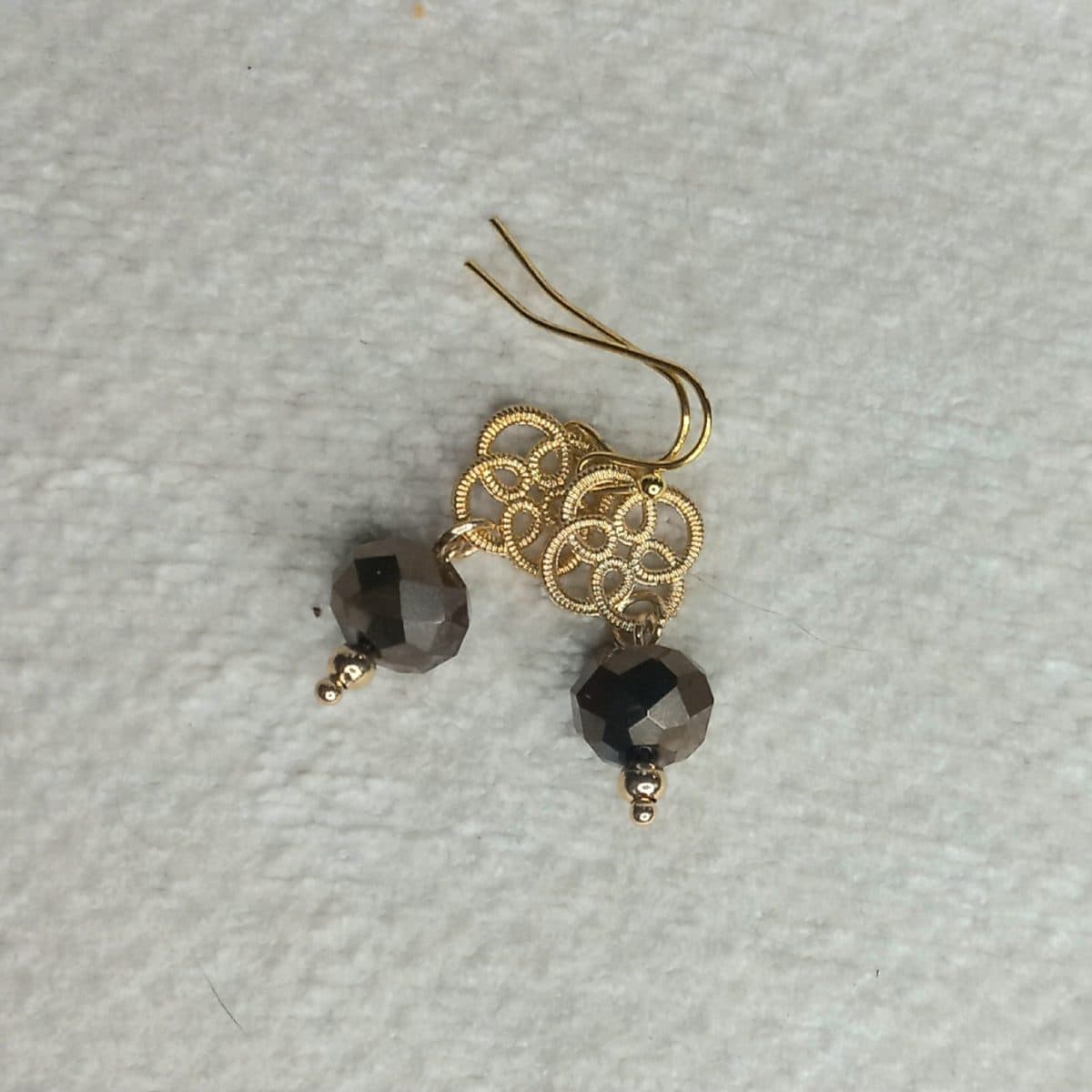 Gold Knot with Coppery Crystal Earrings