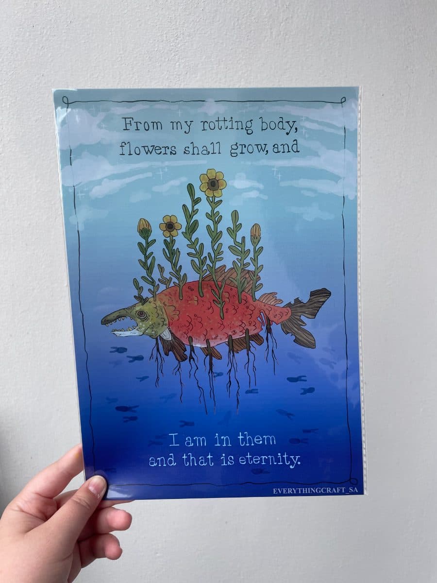 Salmon Flower Decay Art Print
